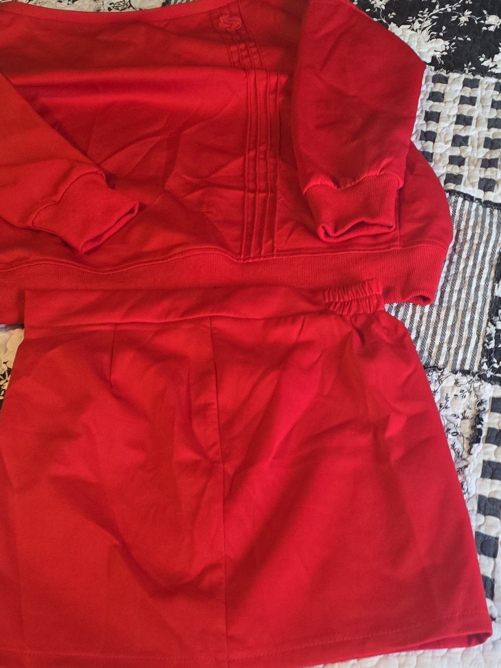 H&M Bright Red Bomber Jacket and Skirt Set